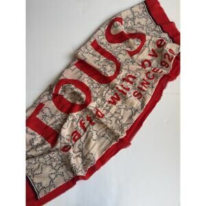 TOUS Beige And Red Kaos Icon Scarf 51” 130cm